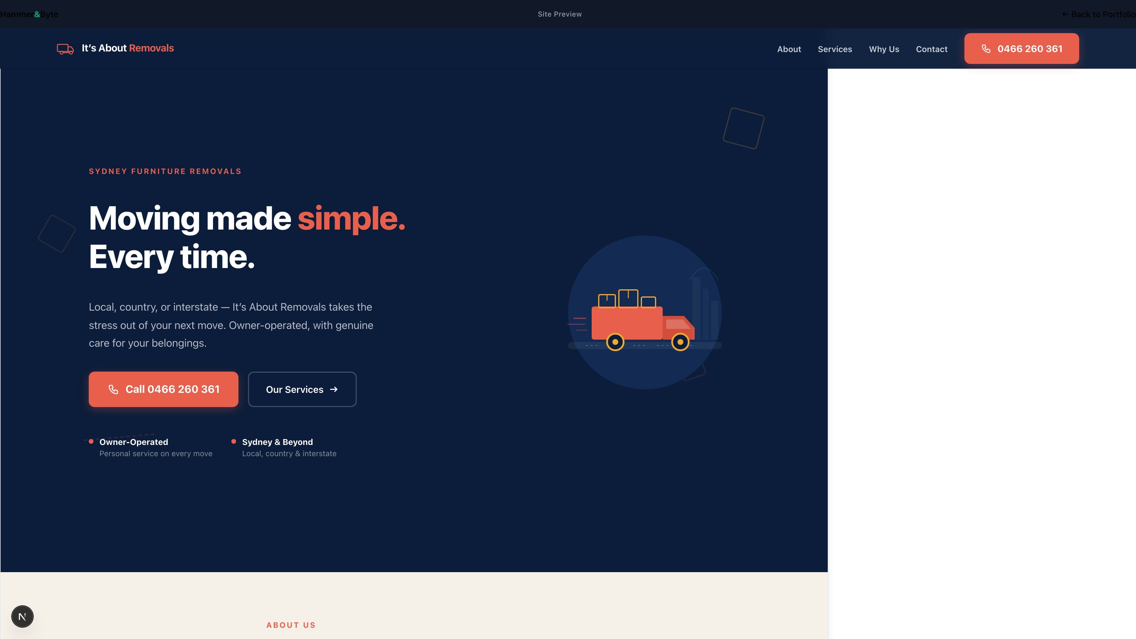 It's About Removals website preview