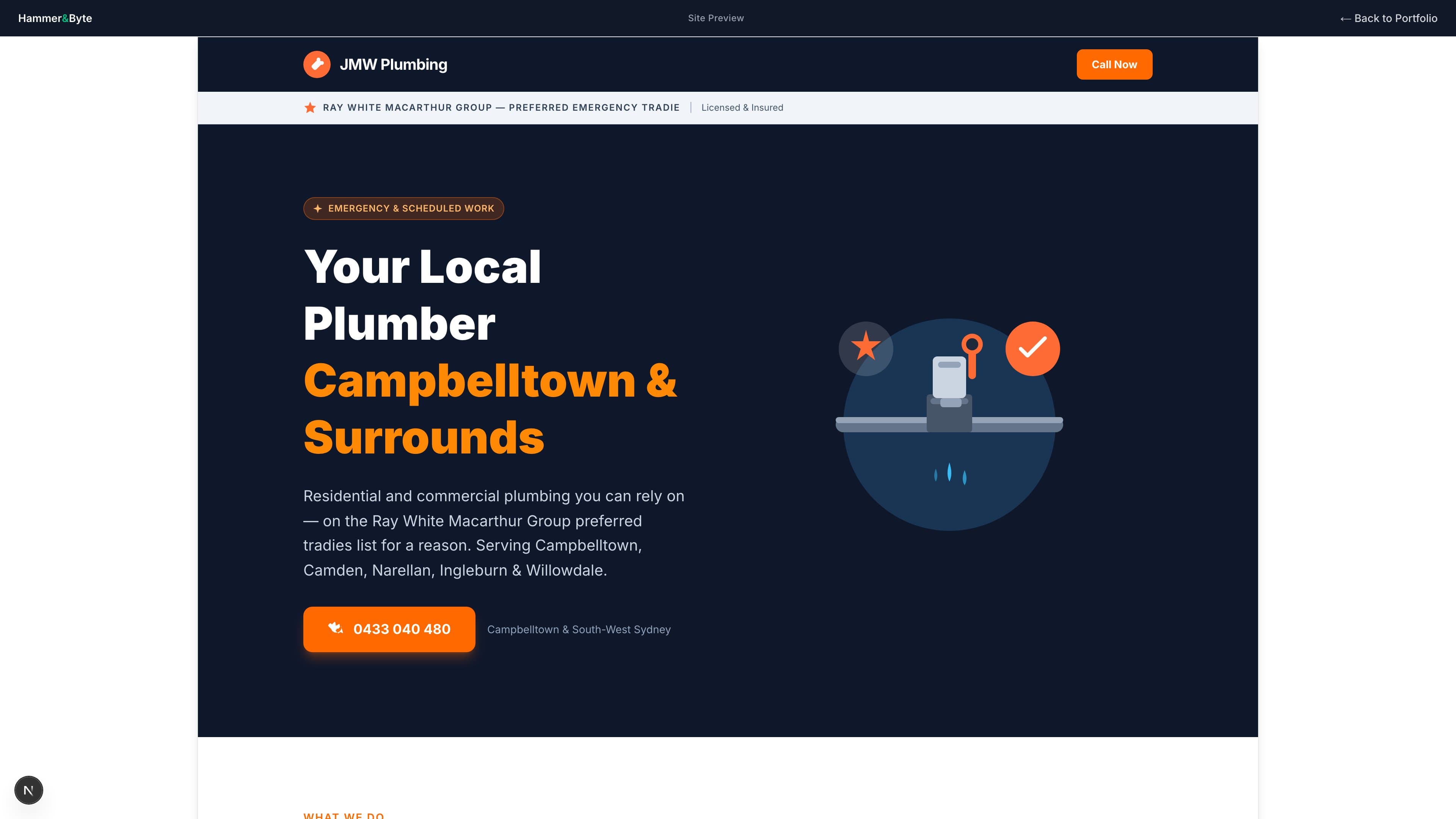JMW Plumbing website preview