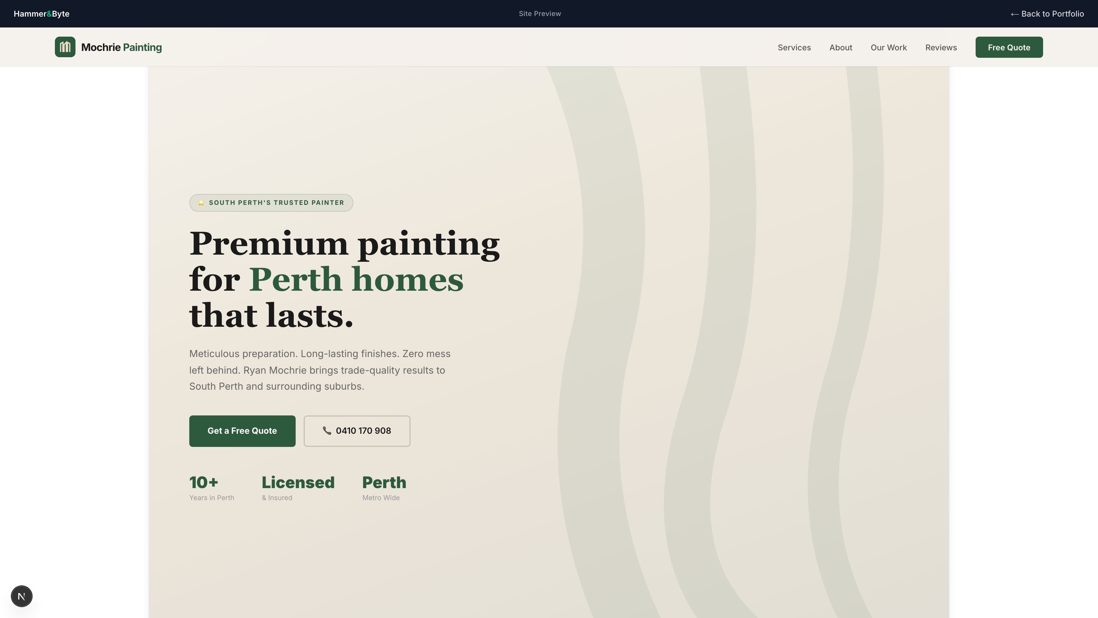 Mochrie Painting website preview