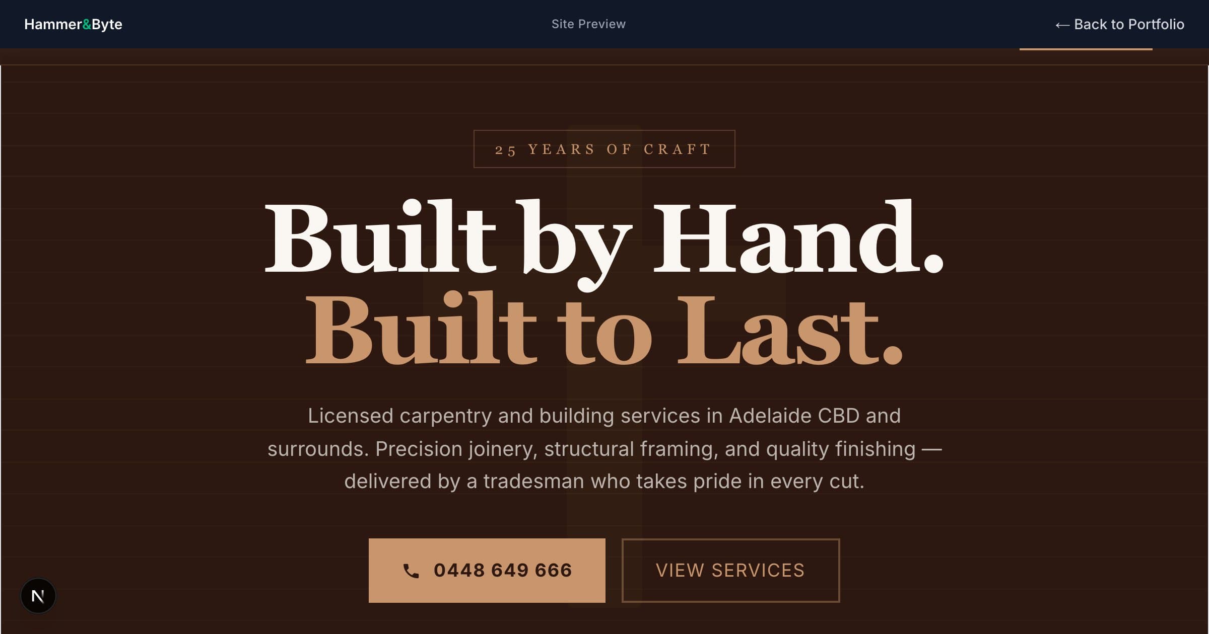 Saint Carpentry website preview